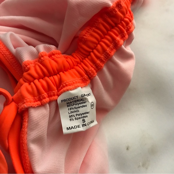 Women's Ruched  One Piece Swimsuit Color ORANGE  Size  SMALL - Picture 4 of 4